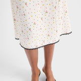 Floral print pongé skirt