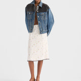 Floral print pongé skirt