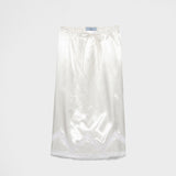 Embroidered satin skirt