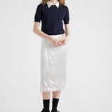 Embroidered satin skirt
