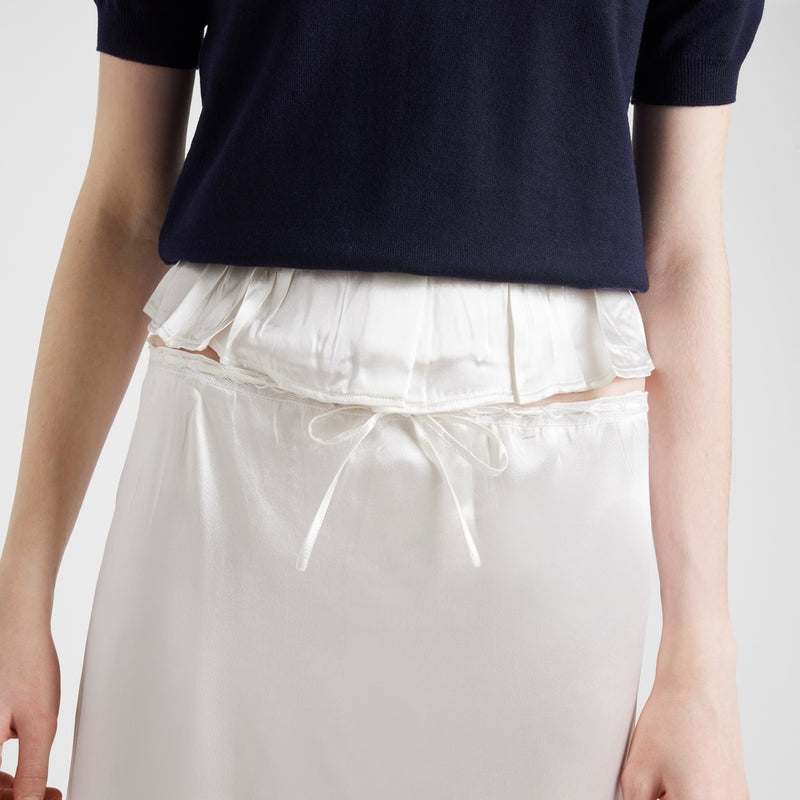Embroidered satin skirt