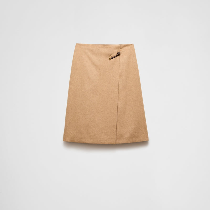 Camel-hair midi-skirt