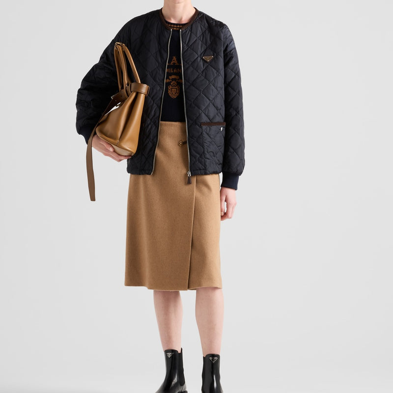 Camel-hair midi-skirt
