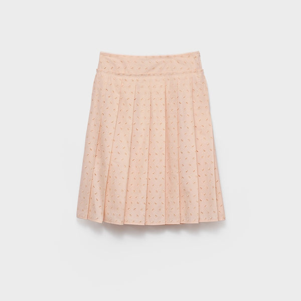 Pleated eyelet lace skirt