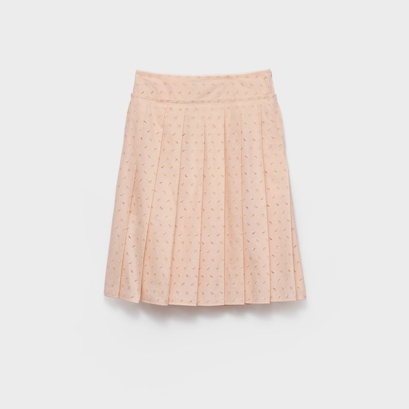 Pleated eyelet lace skirt