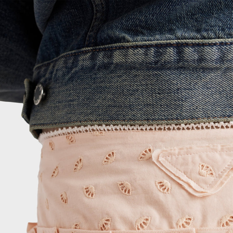 Pleated eyelet lace skirt