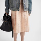 Pleated eyelet lace skirt