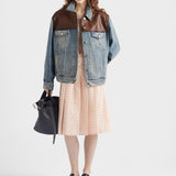 Pleated eyelet lace skirt