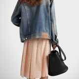 Pleated eyelet lace skirt