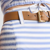 Striped poplin miniskirt