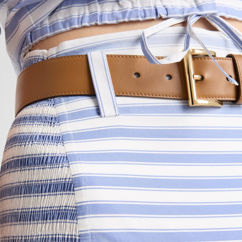 Striped poplin miniskirt