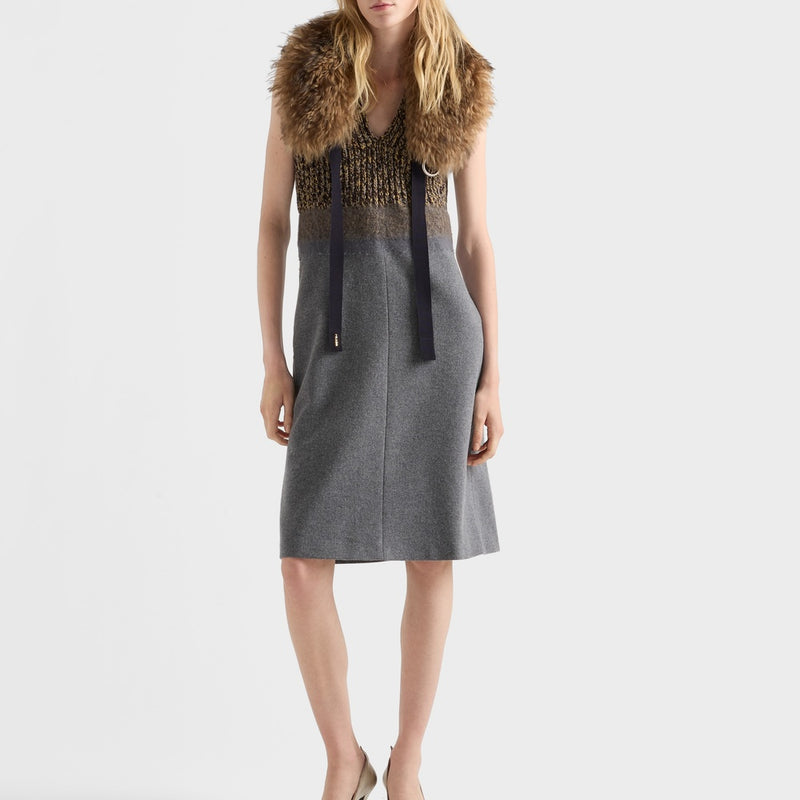 Shetland wool and cashmere V-neck dress