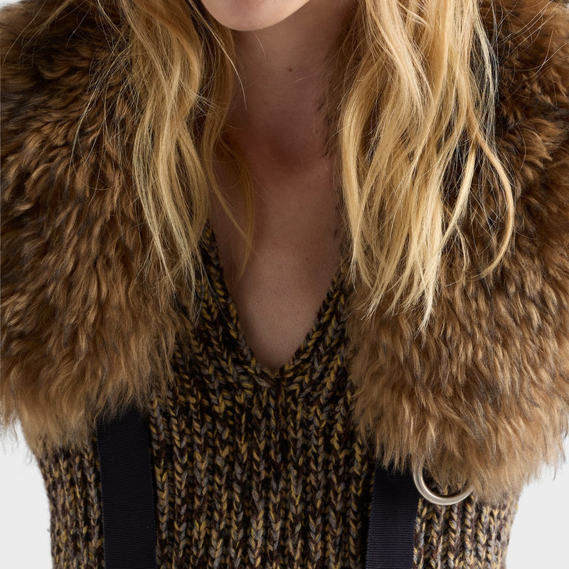 Shetland wool and cashmere V-neck dress