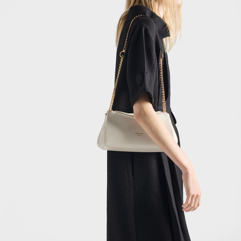 Short-sleeve chevron wool dress with belt