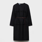 Chevron wool dress with belt