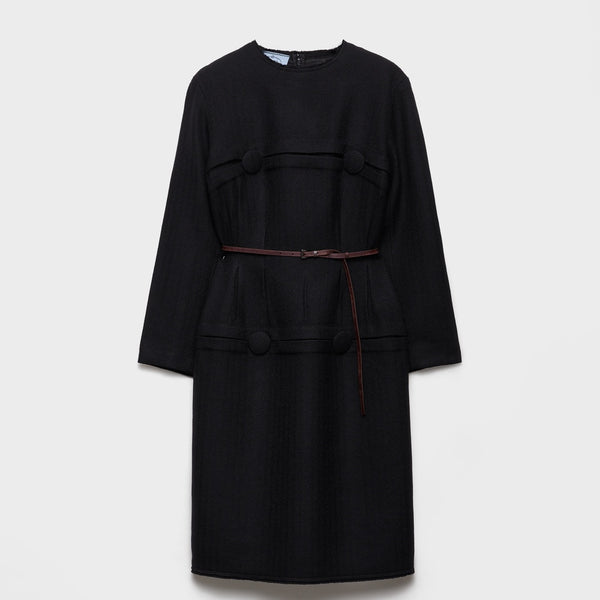 Chevron wool dress with belt