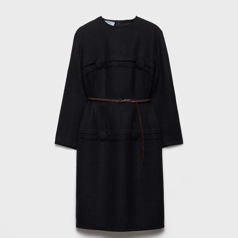 Chevron wool dress with belt