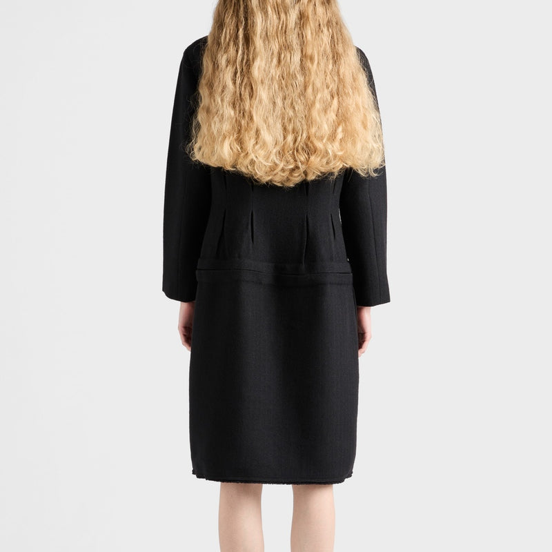 Chevron wool dress with belt