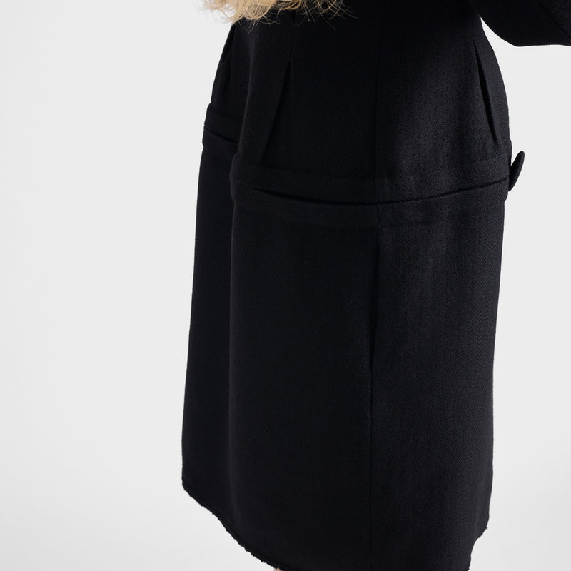 Chevron wool dress with belt