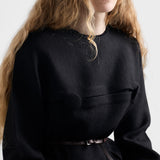 Chevron wool dress with belt