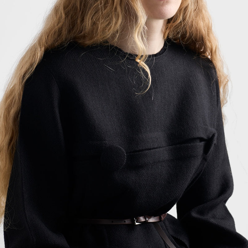 Chevron wool dress with belt