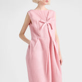 Wool knit dress with bow