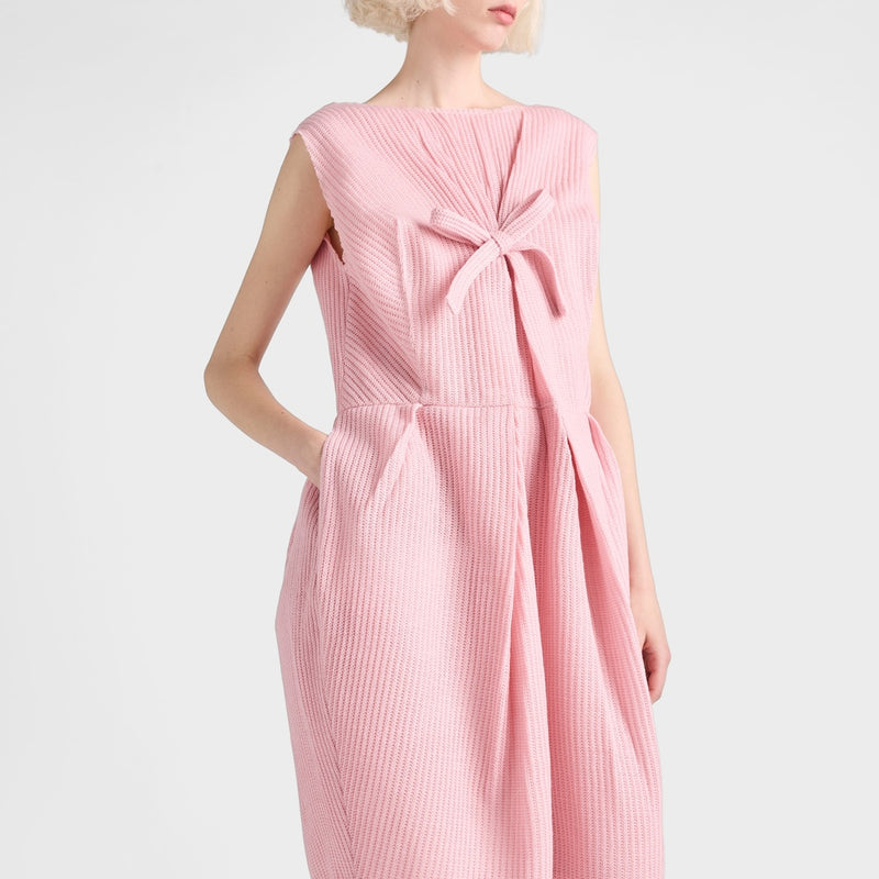 Wool knit dress with bow