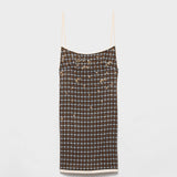 Embellished checked georgette mini-dress