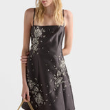 Embroidered silk and wool mini-dress