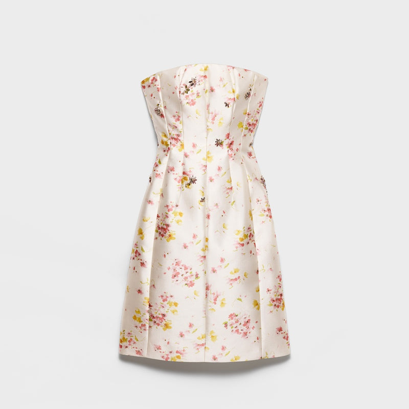 Floral print silk and wool dress