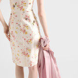 Floral print silk and wool dress