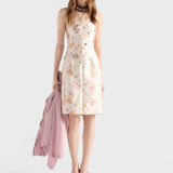 Floral print silk and wool dress