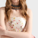 Floral print silk and wool dress