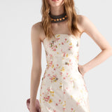 Floral print silk and wool dress