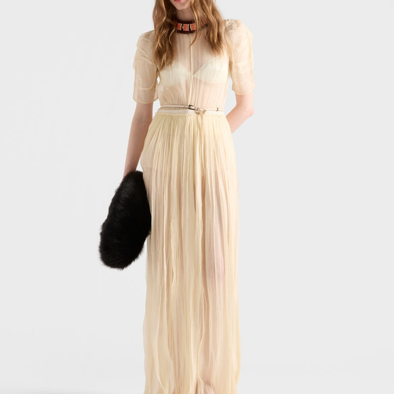 Long silk chiffon dress