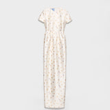 Long floral print silk and wool dress