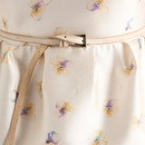 Long floral print silk and wool dress