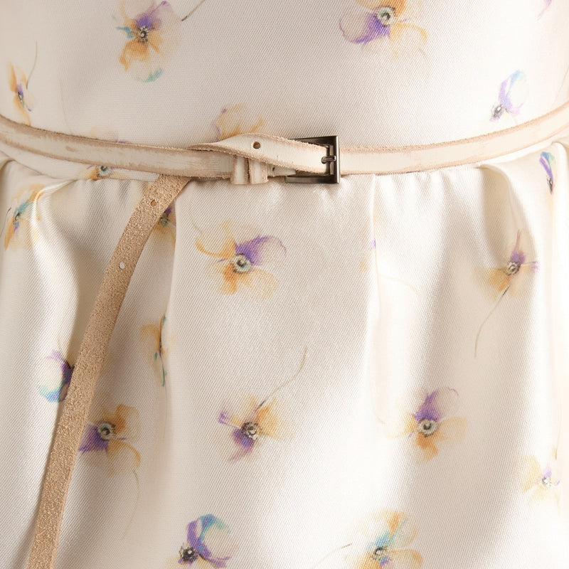 Long floral print silk and wool dress