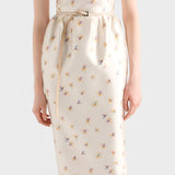 Long floral print silk and wool dress