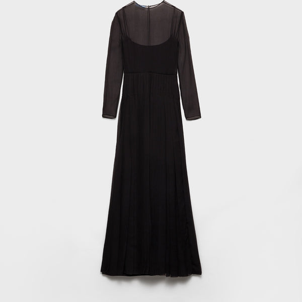 Long silk chiffon dress