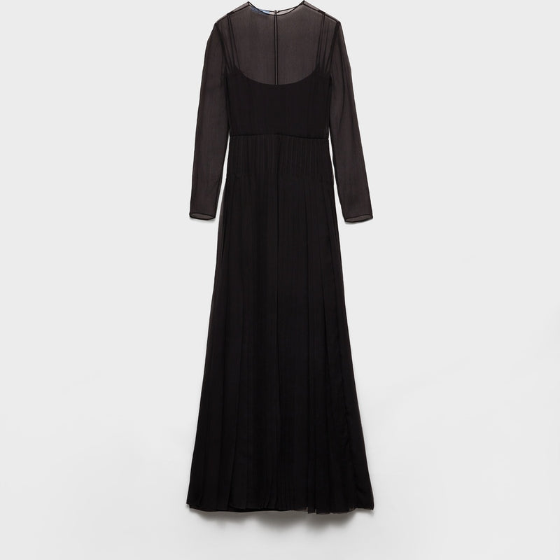 Long silk chiffon dress