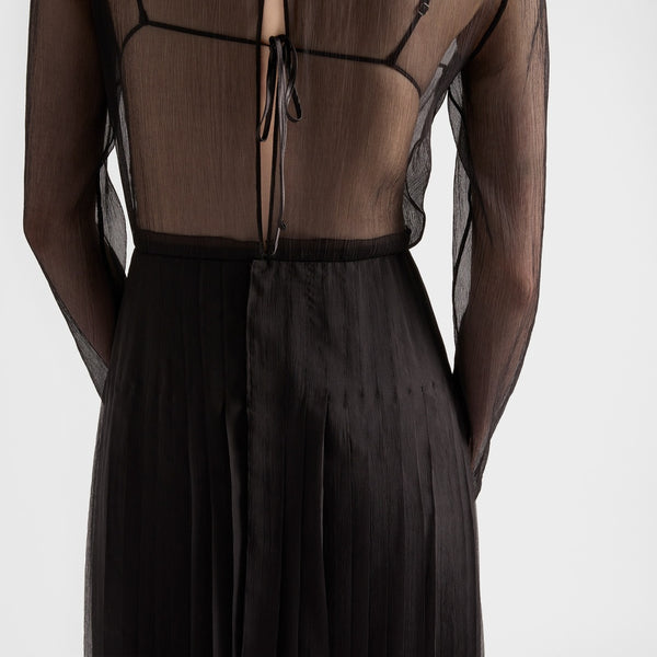 Long silk chiffon dress