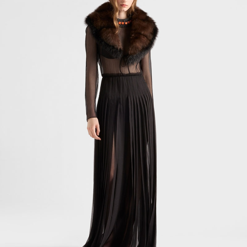 Long silk chiffon dress