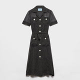 Polka-dot silk chiffon shirt dress