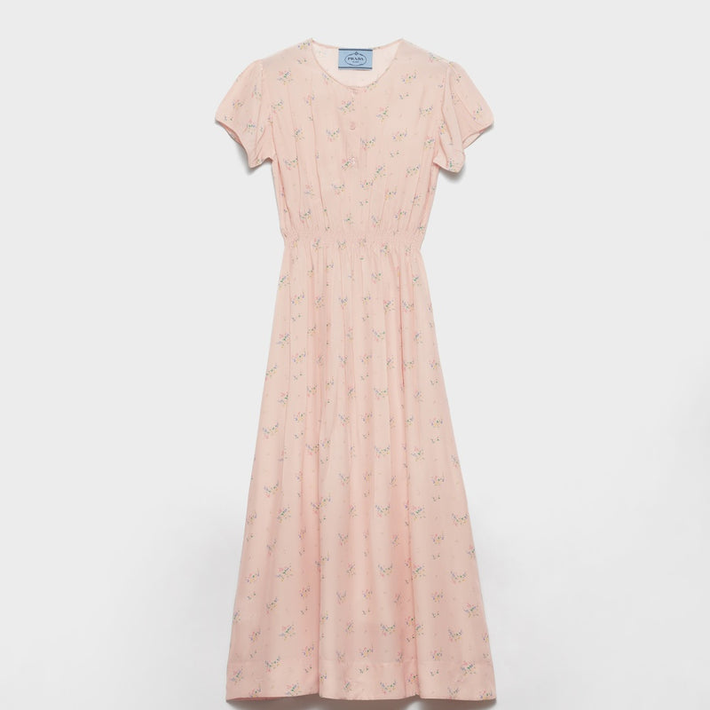 Floral print pongé dress
