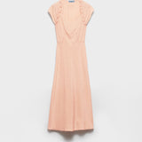 Embroidered vintage-look habutai silk dress