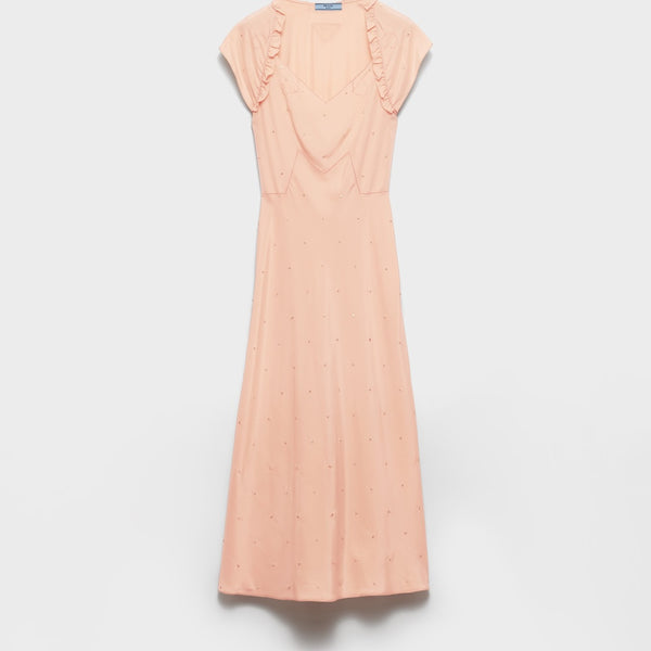 Embroidered vintage-look habutai silk dress