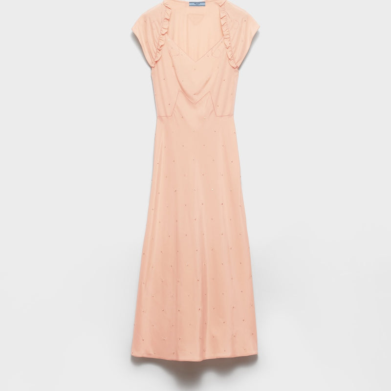 Embroidered vintage-look habutai silk dress