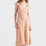 Embroidered vintage-look habutai silk dress