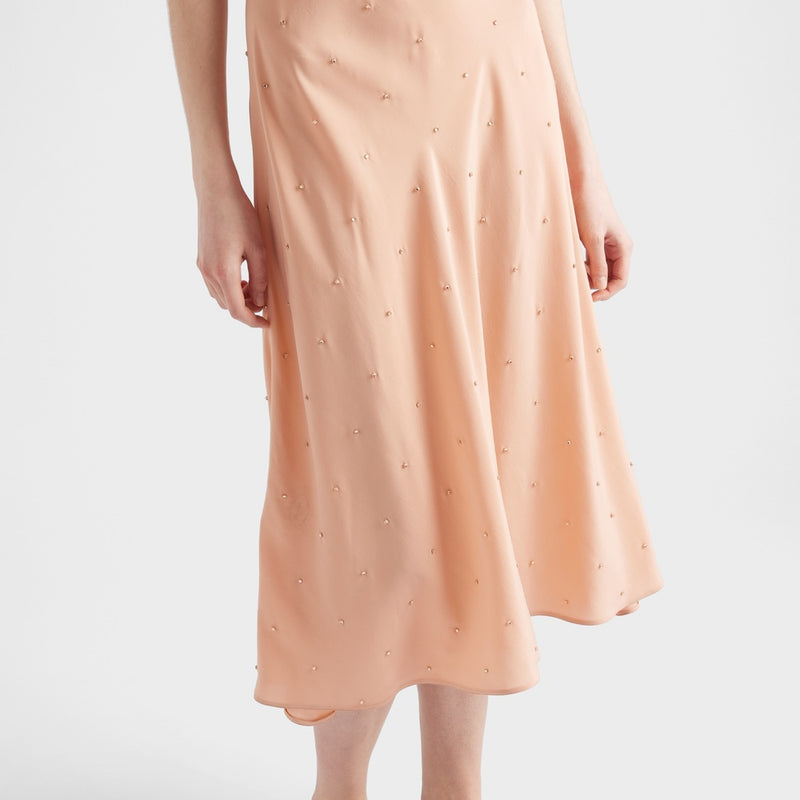 Embroidered vintage-look habutai silk dress